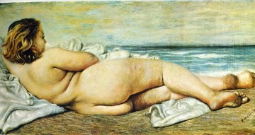  1932 Oil Painting - nude woman on the beach 1932 Giorgio de Chirico Metaphysical surrealism